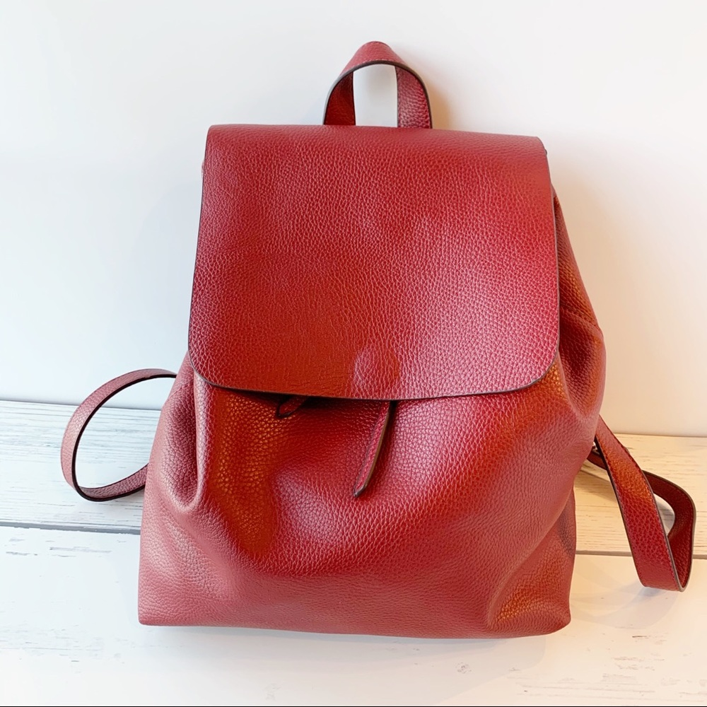 STREET LEVEL by ASOS Red Leather Backpack - Picture 4 of 8
